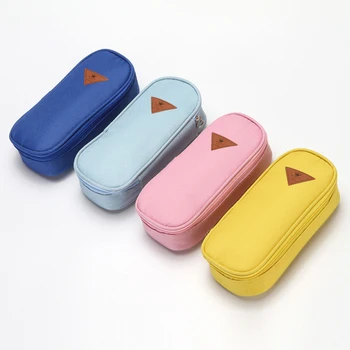 

Simple style candy color large capacity multi-function pen bag flip stationery student office