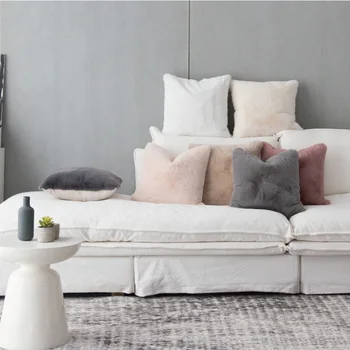

Nordic style handmade artificial rabbit fur seat pillow cushion without staff INS popular detachable decoration sofa pillows