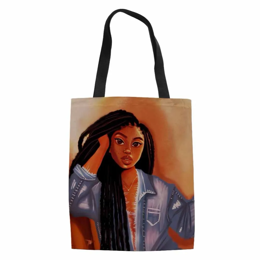 FORUDESIGNS/сумка с короткими ручками для женщин, складные сумки для покупок, женские черные Волшебные африканские холщовые сумки для девочек, женские многоразовые сумки