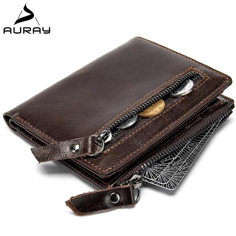 

AURAY Men Zipper Wallet Man Money Bag Purse Wallets Male Mens Wallet Leather Genuine Fashion Card Holder Men's Wallet Of Leather