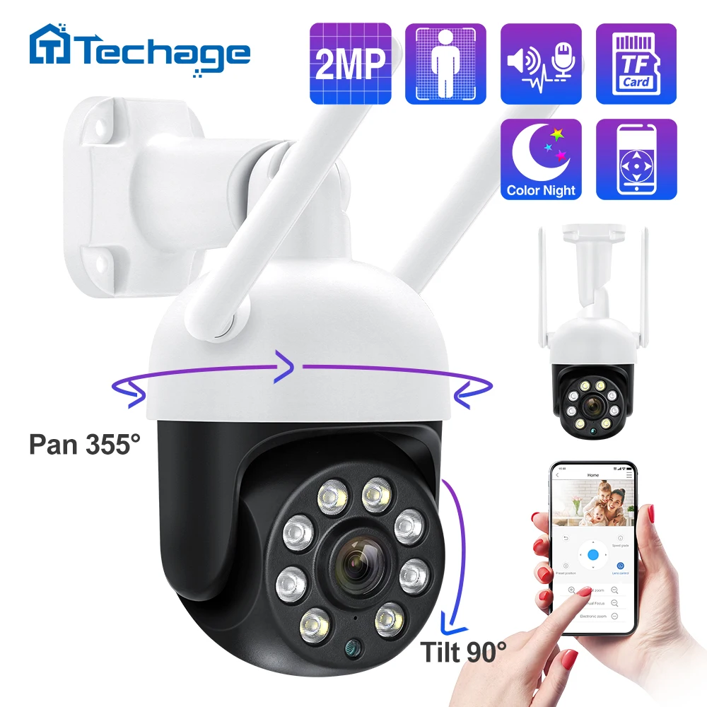 IP-камера Techage беспроводная 1080P 2 МП PTZ | Безопасность и защита