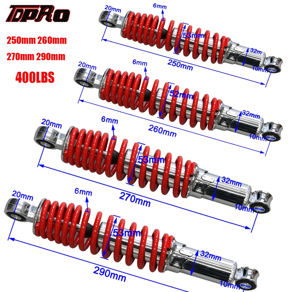 Color : 270mm 10.6inch Front Suspension Shock Absorber Fit For 250/260mm 270/290mm Motorcycle 50cc 70 90 110cc 125cc Dirt Pit Bike ATV Go Kart Motorcycle Shock Absorber Motorcycle shock absorber 