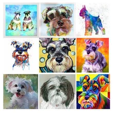 Фотографии на заказ алмазная живопись, Шнауцер головоломка полный, 5d алмазная вышивка, квадратные Круглые Искусственные алмазы, мозаика крестиком Z02