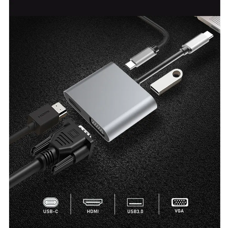 Адаптер USB Type C для порта 3 0 HDMI VGA док станция аксессуары Разветвитель типа 1 Для