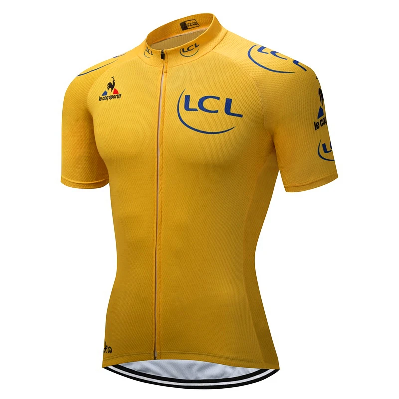 Summer Short Sleeves Bike Team Cycling Jersey Yellow Color Breathable
