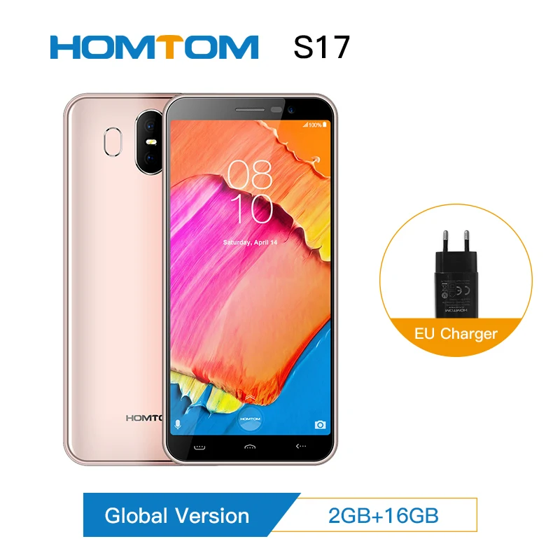 HOMTOM S17 Android 8,1 смартфон 4 ядра 5,5 дюймов отпечатков пальцев уход за кожей лица Полный Дисплей 2G RAM16G Встроенная память 13MP+ 8MP мобильного телефона