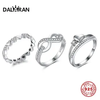 

DALARAN 925 Sterling Silver Heart Shape Ring For Women Endless Love Symbol Wedding Female Finger Ring Silver 925 Jewelry