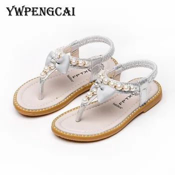 

YWPENGCAI Size 21-35 Children Summer Shoes Flip Flops Girls Sandals Rhinestone Beading Toddler Girl Sandals