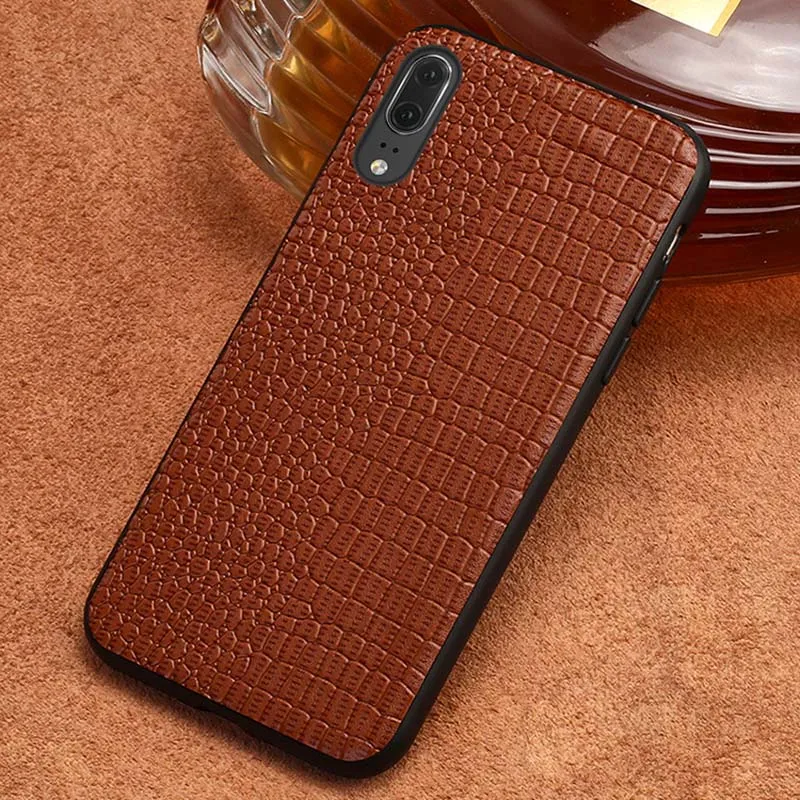 Coffee Воловья кожа чехол для телефона для Huawei Mate 9 10 20 Pro P10 P20 P30 lite CrocodileTexture задняя крышка для Huawei Honor 8X9 10 чехол - Цвет: Coffee
