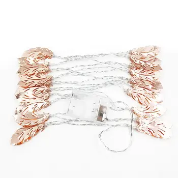 

Rose Gold Feather Lantern String Lights 10Ft 20 LED Battery Powered Copper Metal for Party Decorations Bedroom Decor Fairy Light