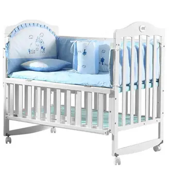 

Baby Bed White Solid Wood Cradle Bed Neonatal Splicing Bed Multifunctional Movable Small Bed Children Cradle Bed