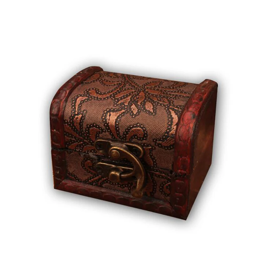 

Vintage Wooden Treasure Box Alloy Lock Treasure Chest Jewelry Storage Box with Flower Pattern for Kids Gifts Home Decorations
