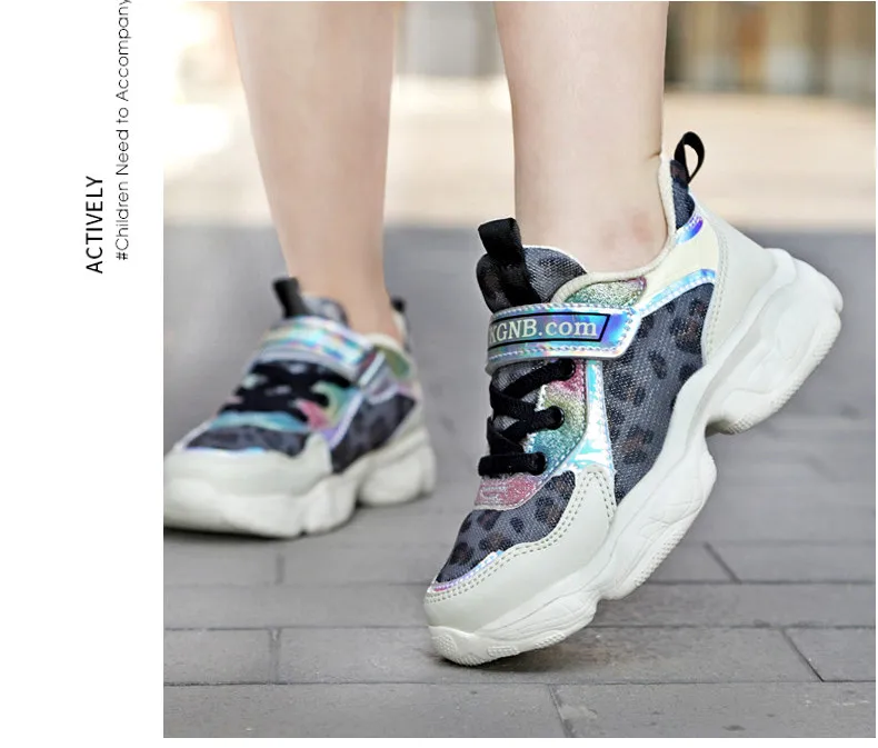 2019 Autumn Leopard Girls Sneaker Kids Shoes Fashion Breathable Pink Casual Sports Running Shoes For Girl Brand Children Shoes (8)