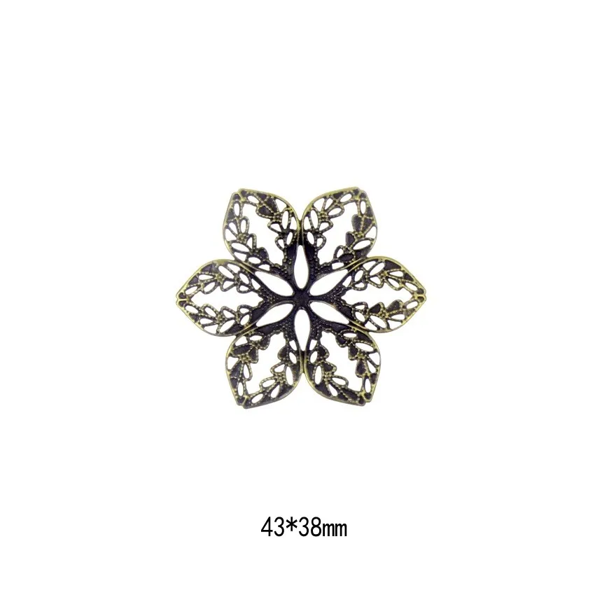 Free shipping Retail 10Pcs Antique Bronze Flower Wraps Connectors Metal Crafts Decoration DIY