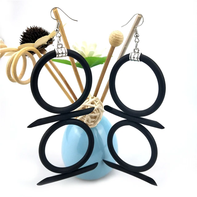 UKEBAY New Multicolor Big Earrings For Women Ethnic Drop Earrings Designer Handmade Jewelry Rubber Jewelry 5 Colors Earring Gift Black