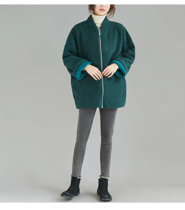 2019 зимнее женское пальто из искусственного меха размера плюс, шерстяная куртка из овечьей шерсти, более размера, утепленный Пушистый