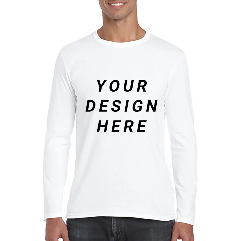 

Men Classic Long Sleeve T-shirt Custom Your Photo Text Logo Printing Personalized Customized Thirts Male Tops Euro Size XS-2XL