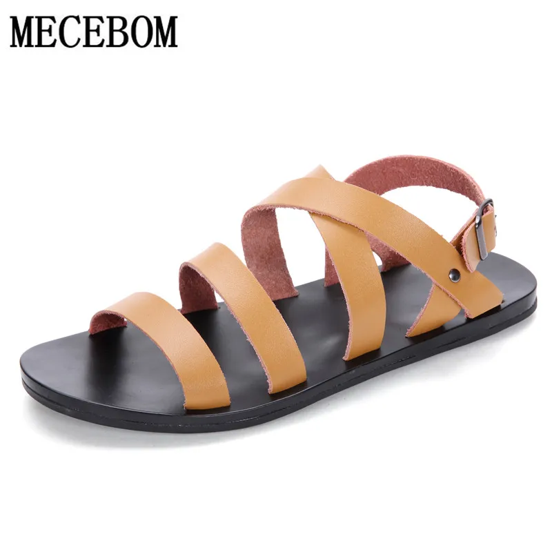 Мужские сандалии на плоской подошве черные Повседневные Дышащие пляжные размеры