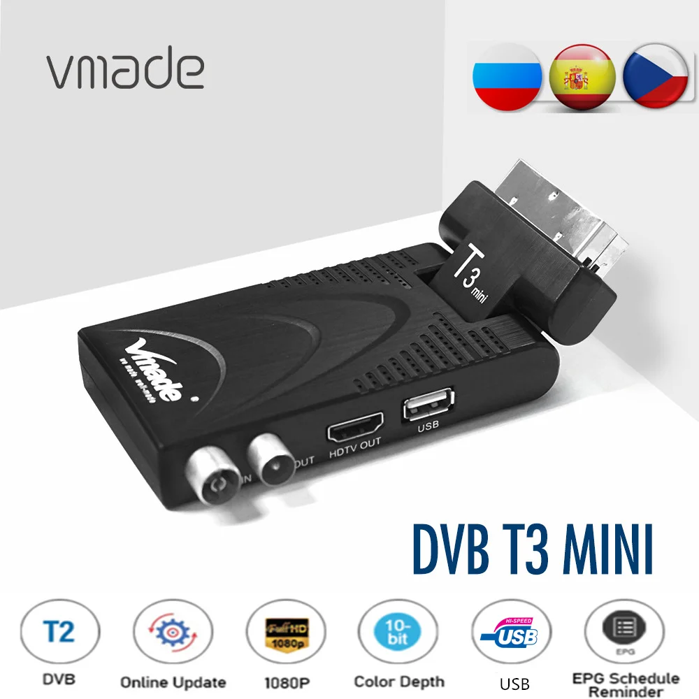 Vmade DVB-T2 Full HD 1080P цифровой наземный ТВ приемник H.265/HEVC Scart Декодер для тюнера