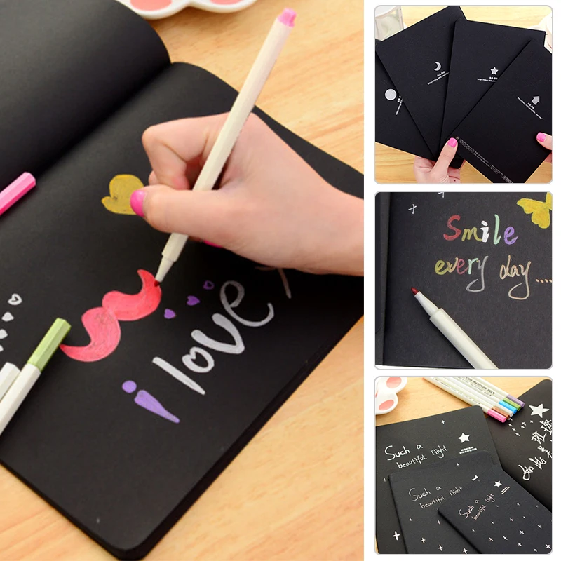 Painting Notebook Sketching Book Black Paper 32k 56 Pages Writing Diary Art Supplies Creative Drawing Student School Stationery