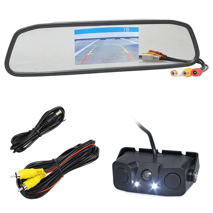 conventional connect DIYKIT автоматический динамик парковочный монитор система парковочный радар Датчик Светодиодный ночного видения Автомобильная камера+ 4,3 дюймов Автомобильный зеркальный монитор - Название цвета: conventional connect