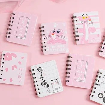 

Kawaii Pink Panther Memo Pad Korean Stationery Student Rollover Coil Notebook Portable Notebook Cute Small Book School Supplies