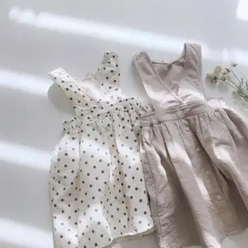 

Facejoyous Kids Dresses For Girls Vestidos Dot Sleeveless Vest Dress Lace Pocket Fashion Little Girl Princess Costume Clothes