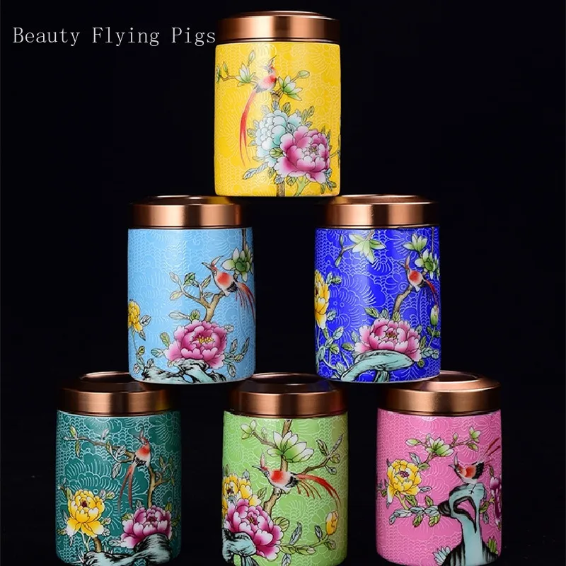 1pc Tea Caddy Chinese Ceramics Portable Spices Storage Jar Teaware Home Decor 