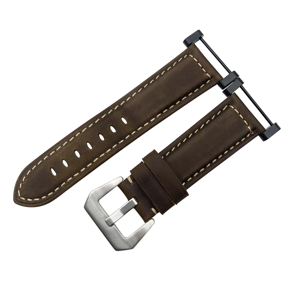 brown silver clasp HQ Crazy Horse ремешок для часов из натуральной кожи для Suunto серии Core - Цвет ремешка: brown silver clasp
