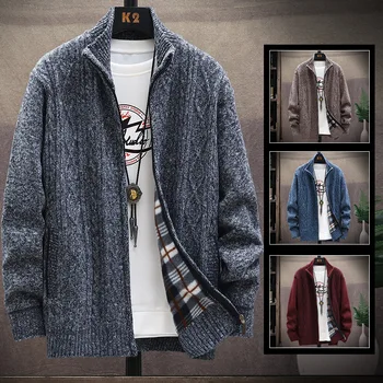 

Men' clothing New Products Sweater Men's Cardigan Korean-style Trend Winter Coat Brushed and Thick Sweater Autumn Clothing Tops