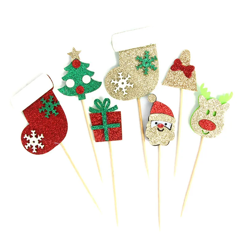 

2019 Christmas Series Cake Decoration Plug Santa Claus Christmas Tree Gift Box Socks Elk Bells Kitchen Tools