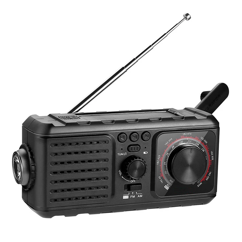 Солнечный кривошипно-Погодный радиоприемник для экстренной ситуации с AM/FM фонариком лампа для чтения и 2000 мАч Внешний аккумулятор светодиодный фонарик SOS
