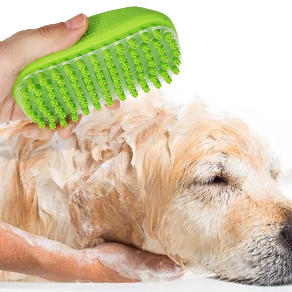 

Pet Bath Massage Brush Artifact Comb Cleaning Beauty Tool Cleaning Brush 3-In-1 Pet Grooming Bathing Deshedding Bath Brush