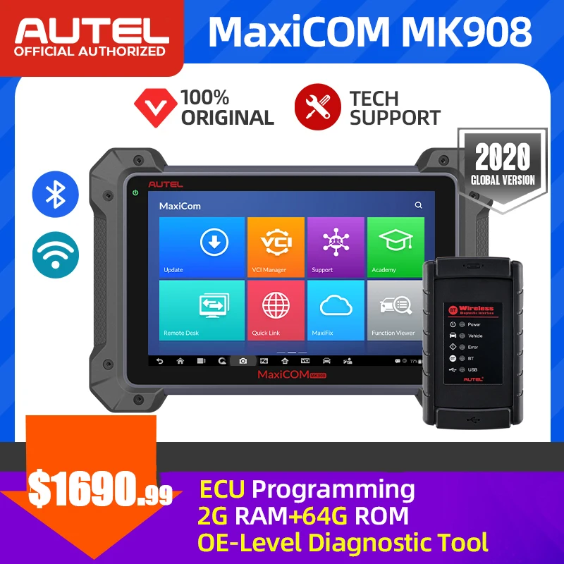 Autel MaxiCOM MK908 OBD2 сканер автомобильный диагностический инструмент кодирование ECU OBD 2