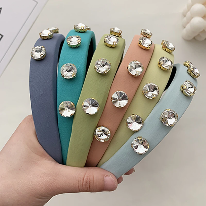 

ZHINI New Fashion AAA Zircon Crystal Headbands for Women 9 Colors Simple Handmade Hair Accessories Wedding Jewelry Gift