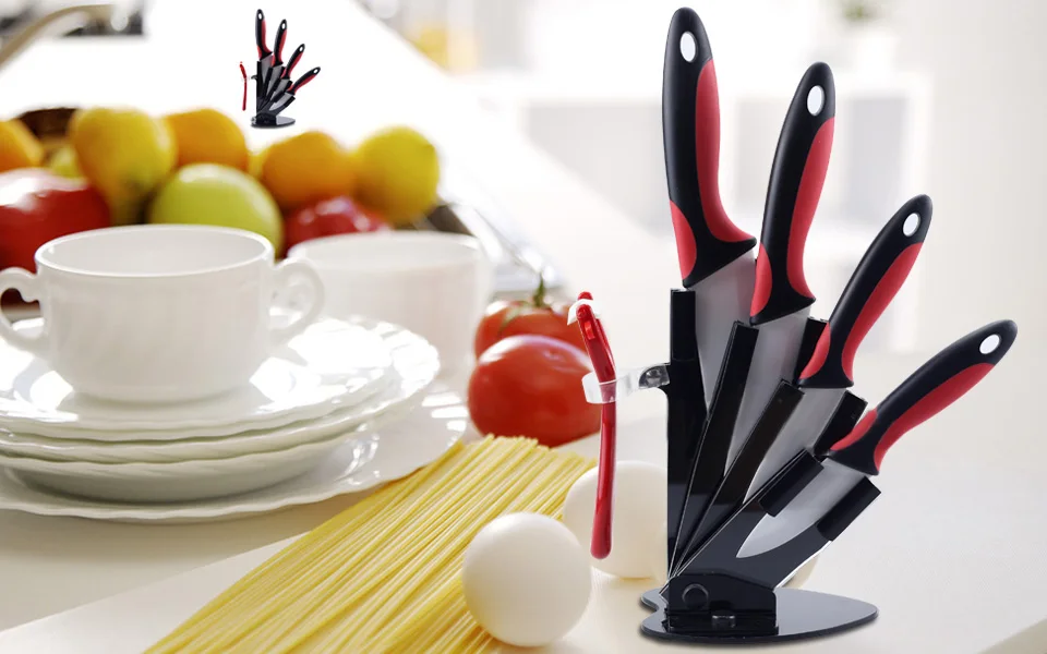 Подставка для ножей используется для " 4" " 6" Керамический нож+ один пилинг Высококачественный акриловый держатель для ножей черный блок ножей