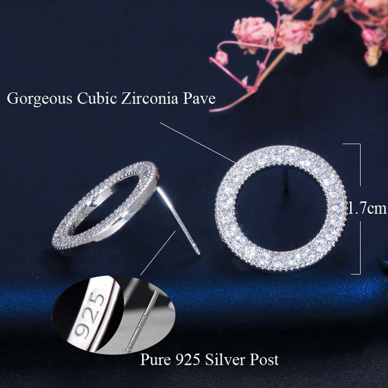 BeaQueen корейский 925 стерлингового серебра Pin Micro Pave темно-синий кубический цирконий выемчатый кулон с подвеской шпилька женские украшения, серьги E309
