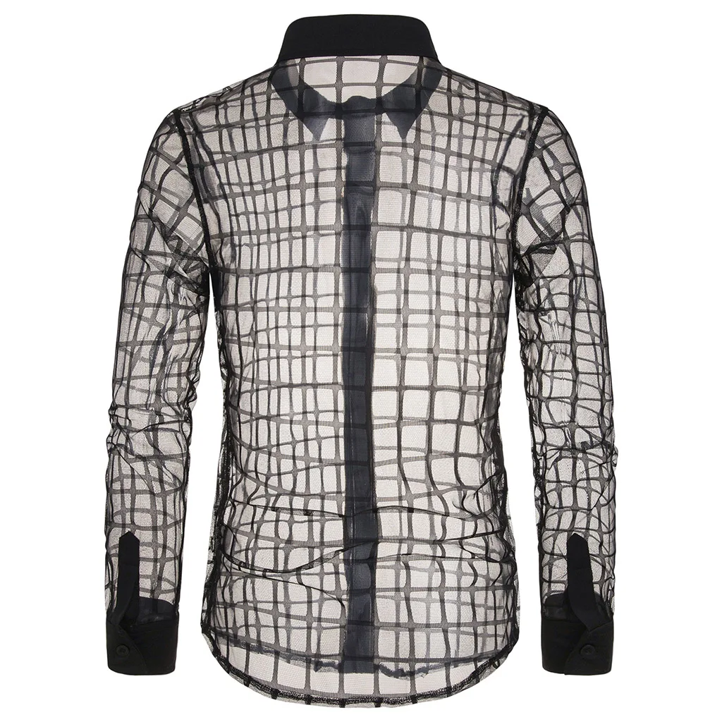 Мужские сексуальные прозрачные майки мужские повседневные с принтом Camisa Masculina полый Тонкий рубашки топы Chemise Homme тонкая гавайская рубашка
