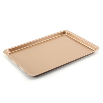 

30pcs Baking Sheet Pan Rectangle Non-stick Carbon Steel Cookie Pan Roasting Meat Bread Pan Champagne Gold Cake Mold 14" Bakeware