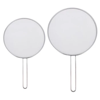 

2PCS Stainless Steel Explosion-Proof Cover Anti-Smoke Splash-Proof Insulation Oil Filter Screen Mesh Cover Pot Lid (Silver)