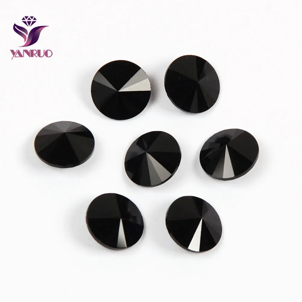 YANRUO 1122 модные Rivoli Камни стеклянные стразы кристалл Pointback ювелирные изделия пришивные стразы для рукоделие вышивка - Цвет: Jet