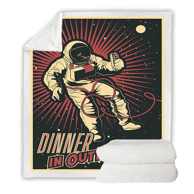 Одеяло с принтом космонавта для кровати, дивана, бархата, плюша, шерпа, флисовое мягкое одеяло, микрофибра, теплое покрывало для дивана, покрывало, Манта