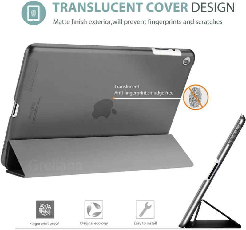 Для iPad 3 Чехол A1416 A1430 A1403 легкий чехол для iPad 2/3/4 retina дисплей полупрозрачный, с глазурью задняя оболочка Авто Режим сна/Пробуждение