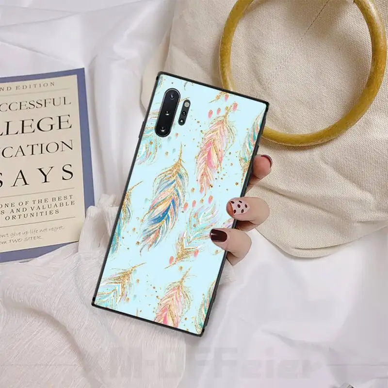 LJHYDFCNB креативный блестящий чехол для телефона с перьями Samsung Note4 5 7 8 9 10 Note10 Pro M10 20 30