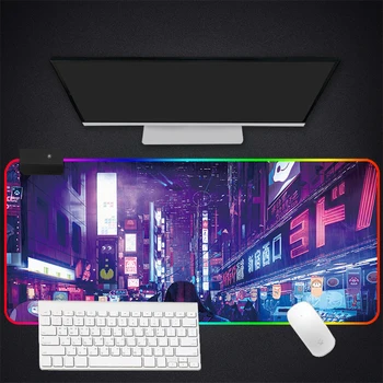 

RGB Mouse Pad Large Gaming Luminous Waterproof Non-slip Rubber Desk Mat Punk Anime Mousepad Computer Laptop Keyboard Desk Pad