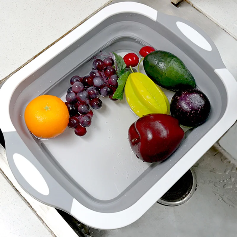 Dozzlor складной разделочная доска Блюдо Ванна Кухня Машина для мойки овощей закрытый сеткой Слив Корзина дизайн 3-в-1