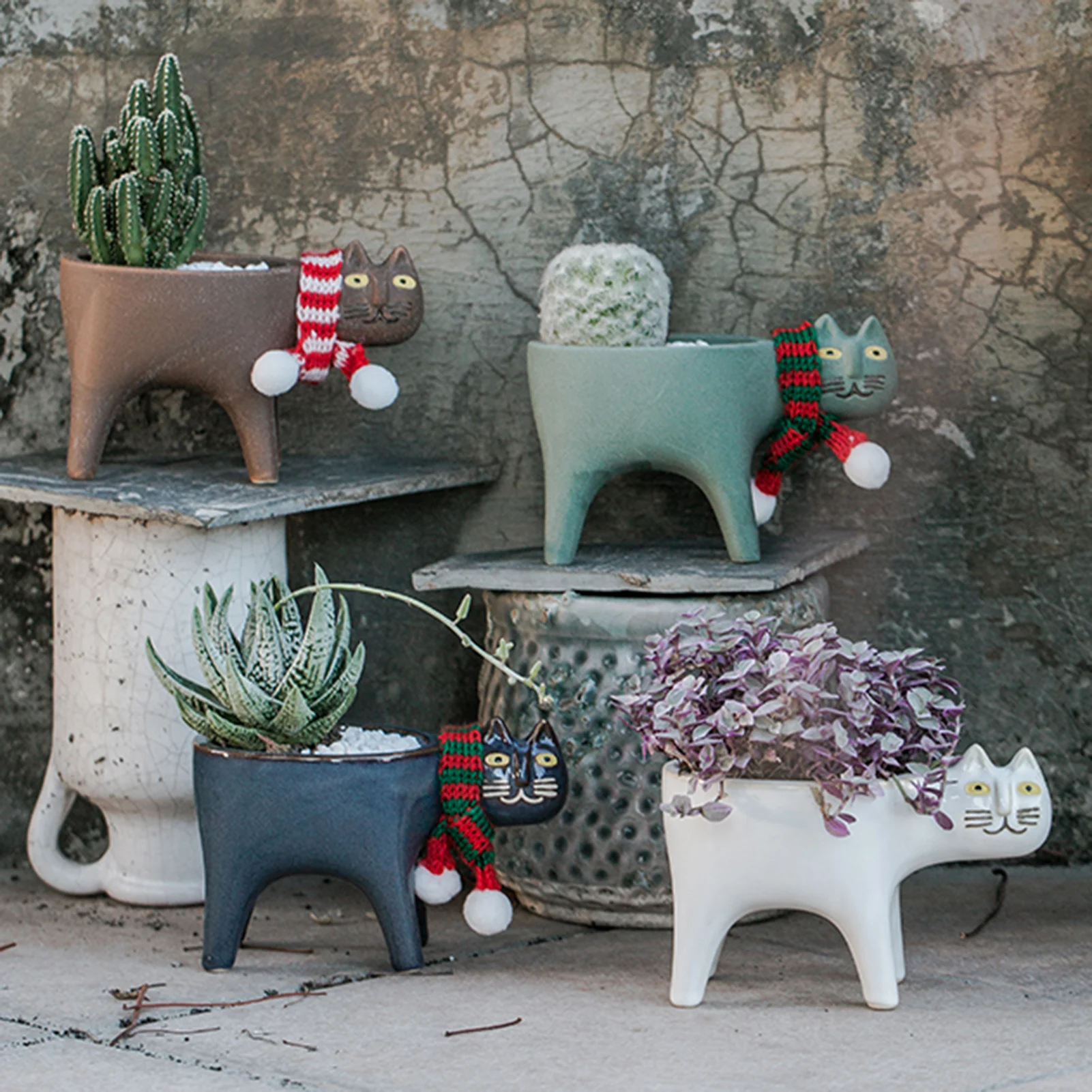 

Ceramic Flower Pot Cute Cat Shape Garden Pots Succulent Planter Plant Container Vase For Living Room Home Desktop Decor