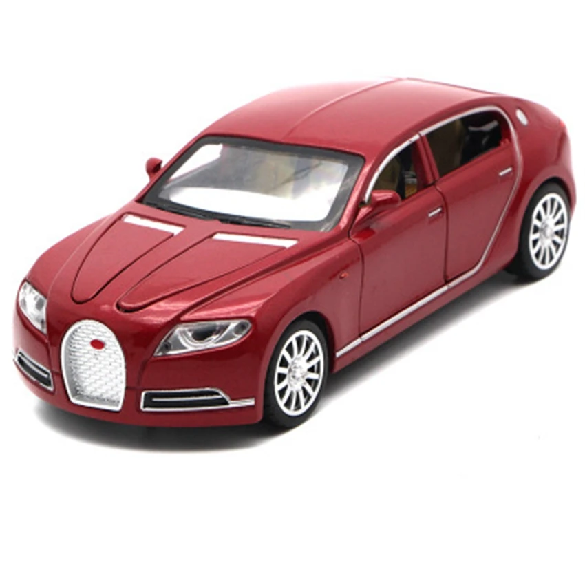 1:32 Bugatti, модель автомобиля из сплава, новинка, модель купе, светильник, музыкальная вытяжка, шестидверная детская игрушка, модный подарок на день рождения