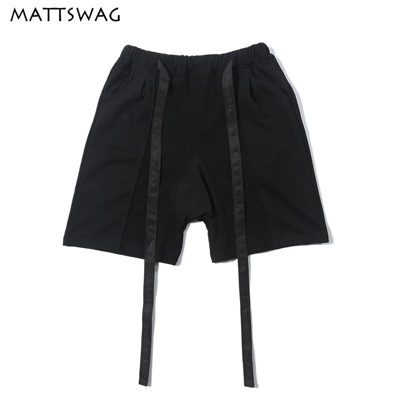 

MATTSWAG Solid Black Men Sweatpants 2020 Summer Fashion Hip Hop Shorts Men Elastic Waist Casual Sports Men Short Pant Streetwear