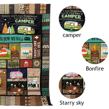 

3D Print Blanket Camping Blanket Quilt, Outdoor Down Camping Blanket Camping Mat Picnic Blanket Tent Mat Beach Mat Travel, Picni